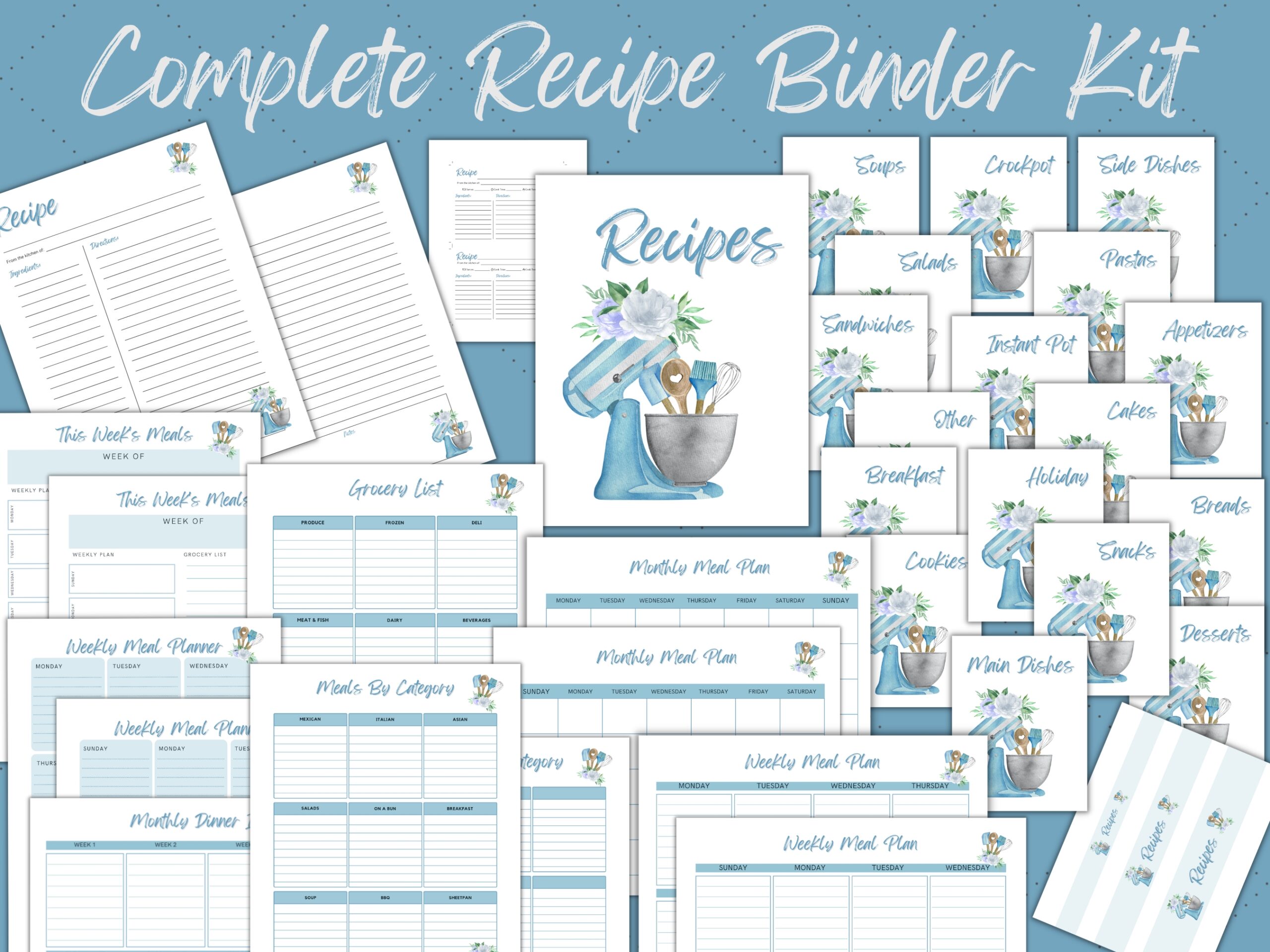 meal planner binder kit from etsy