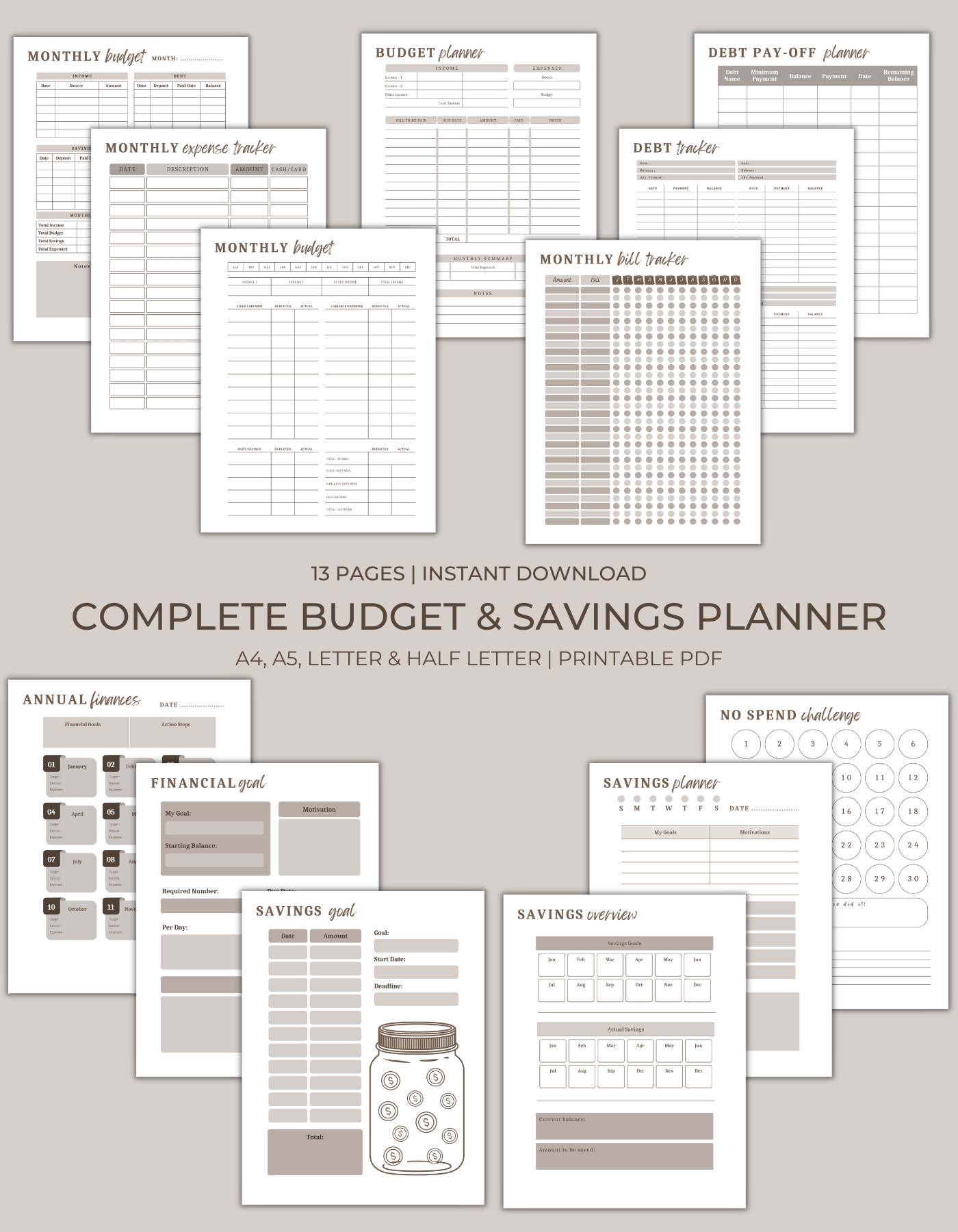 budget planner on etsy