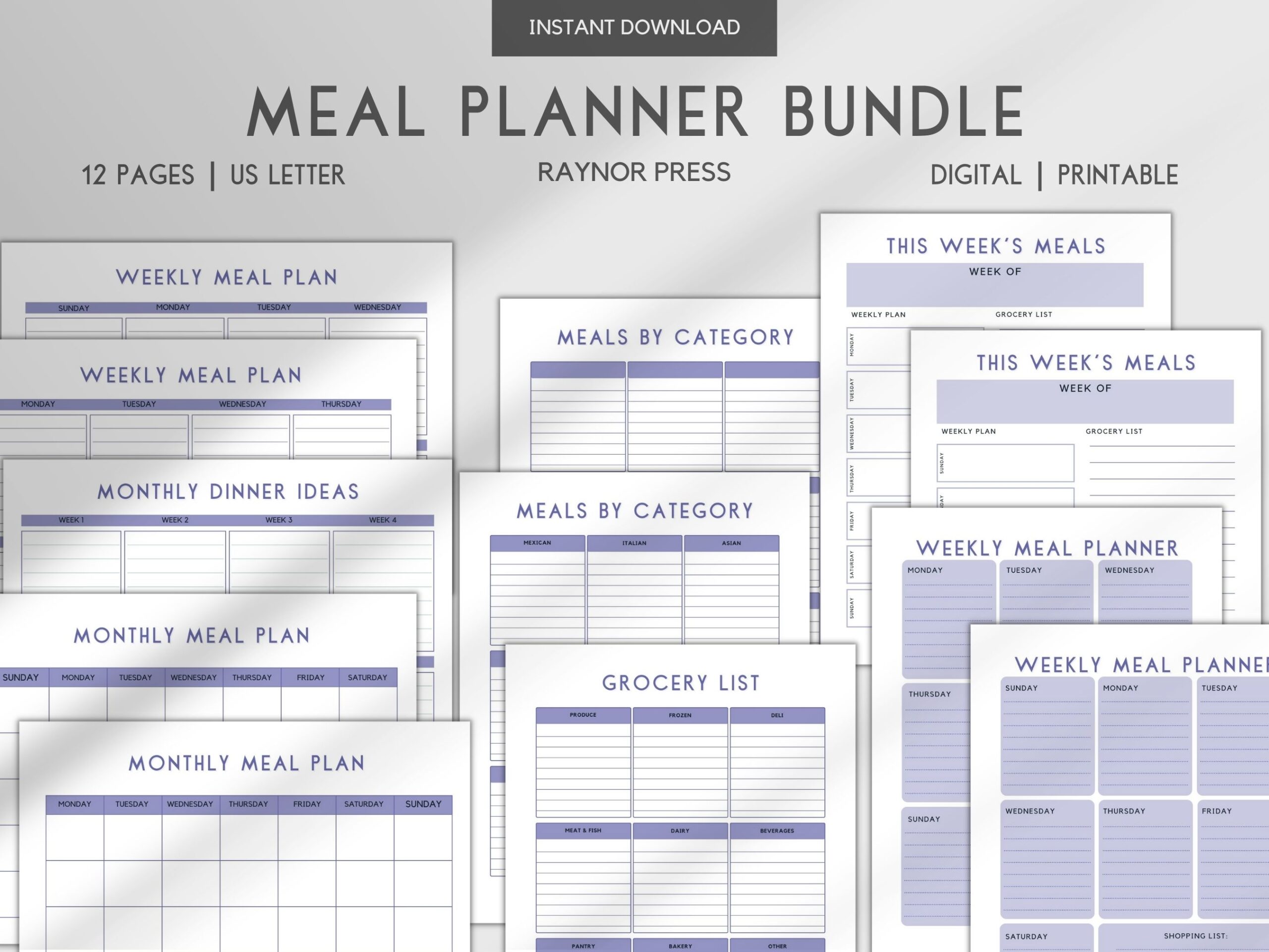 12 pages of meal planning bundle