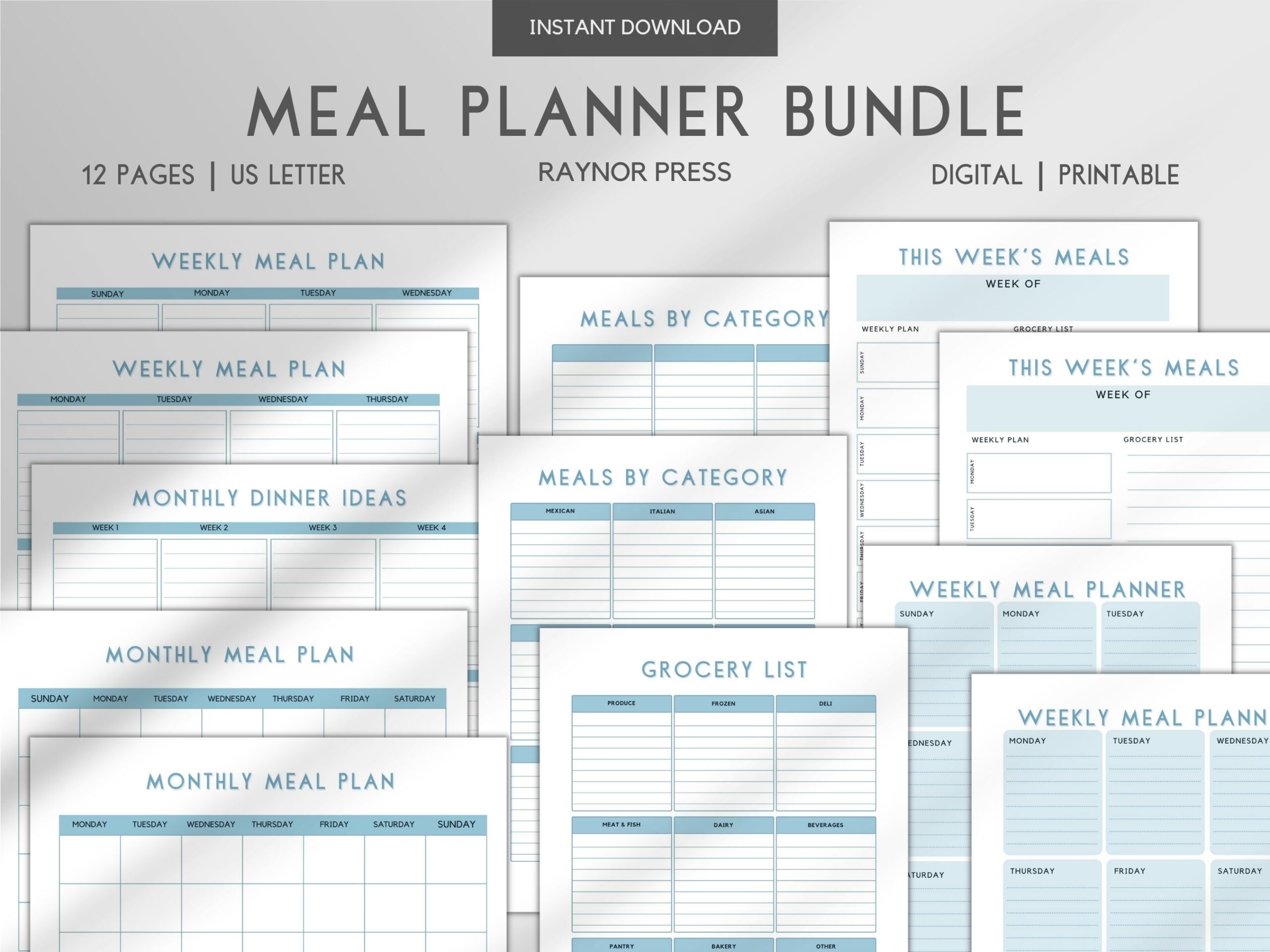 12 pages of meal planning bundle